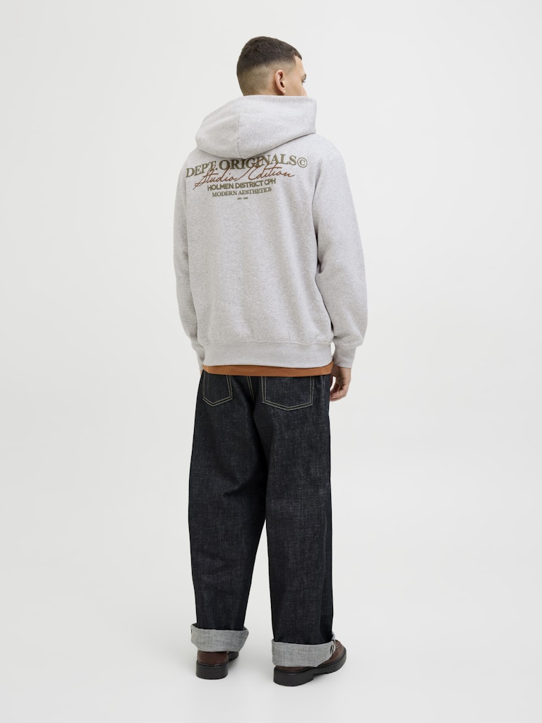 JACK & JONES Backprint Hoodie White Melange