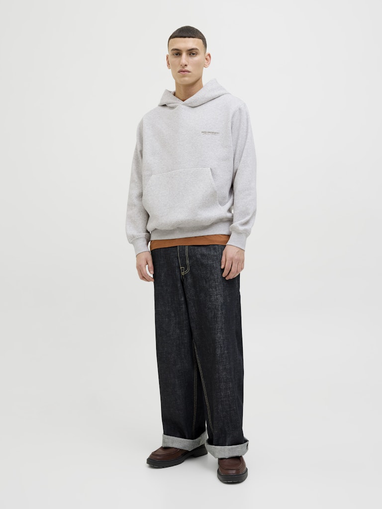 JACK & JONES Backprint Hoodie White Melange