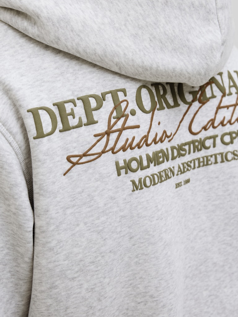 JACK & JONES Backprint Hoodie White Melange