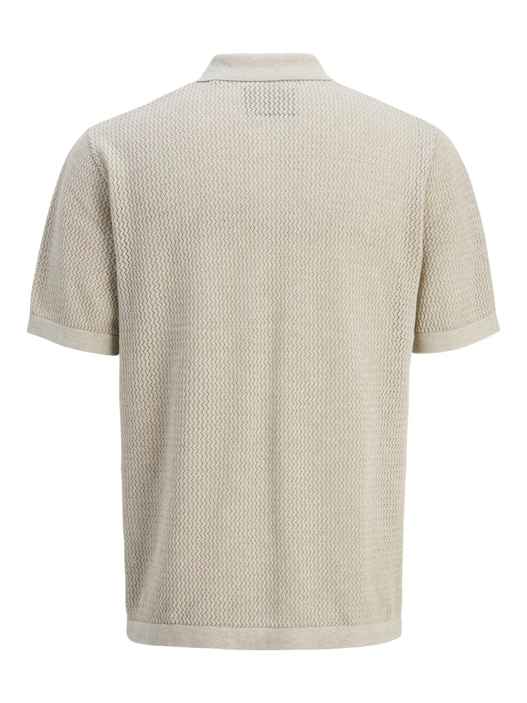 JACK & JONES Kurzarm Strick Polo Hemd Whitecap Gray Melange