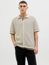 JACK & JONES Kurzarm Strick Polo Hemd Whitecap Gray Melange