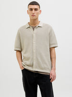 JACK & JONES Kurzarm Strick Polo Hemd Whitecap Gray Melange