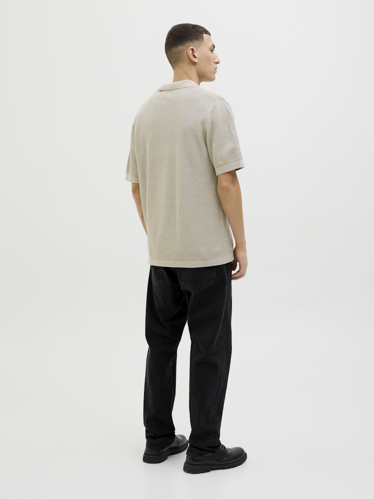 JACK & JONES Kurzarm Strick Polo Hemd Whitecap Gray Melange