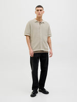 JACK & JONES Kurzarm Strick Polo Hemd Whitecap Gray Melange