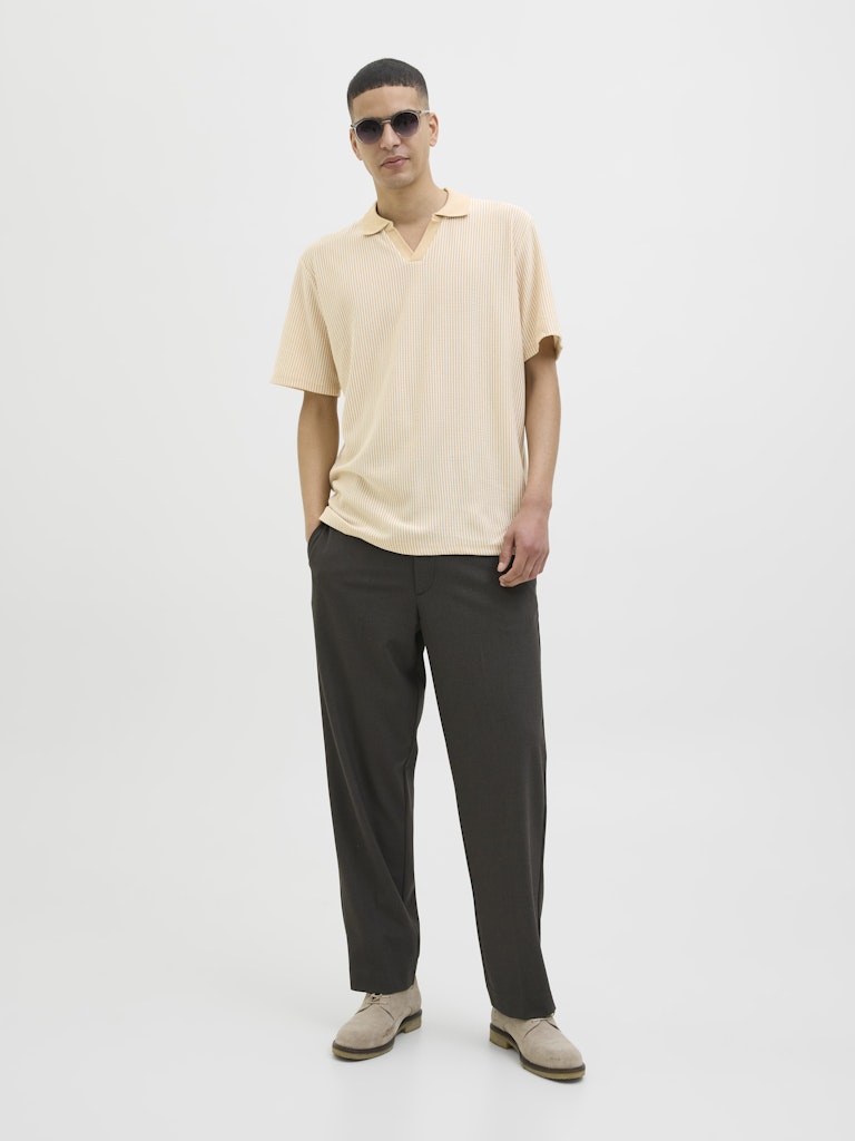 JACK & JONES Strick Polo Moonstone Cloud Dancer