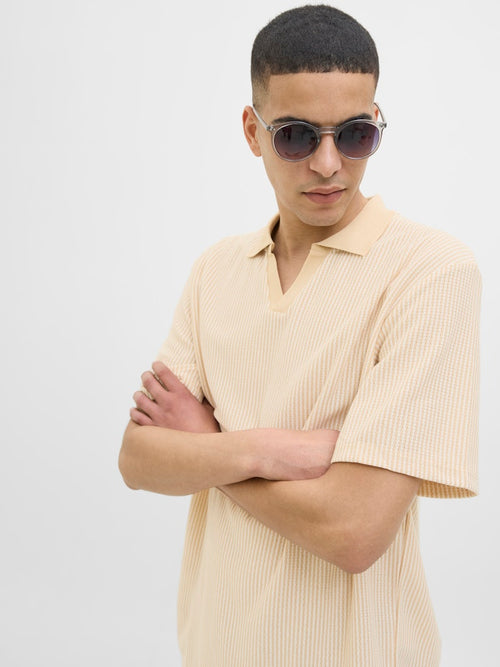 JACK & JONES Strick Polo Moonstone Cloud Dancer