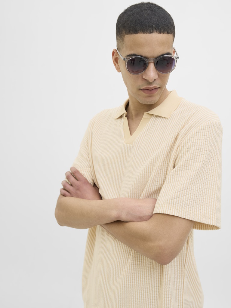 JACK & JONES Strick Polo Moonstone Cloud Dancer