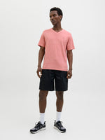 JACK & JONES V Neck T-Shirt Pink Icing