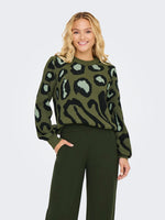 JDY Animal Pullover Winter Moss Black