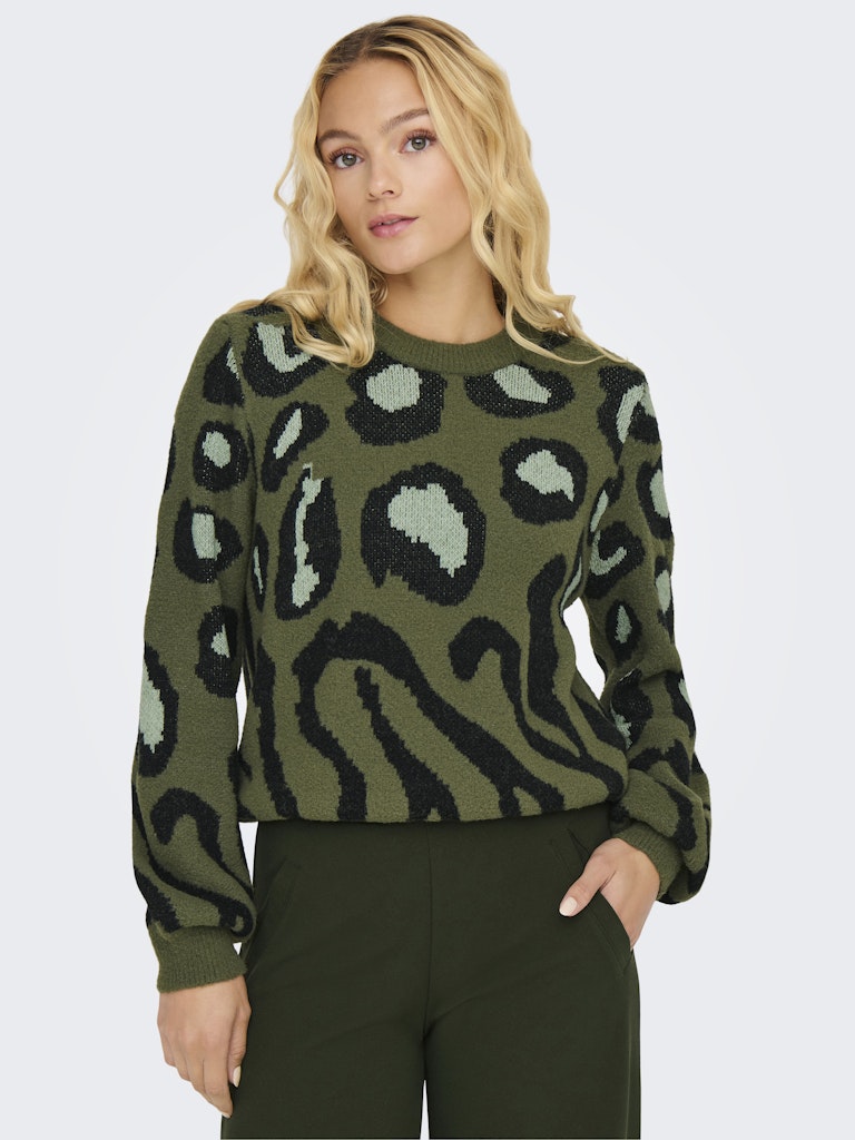 JDY Animal Pullover Winter Moss Black