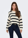 JDY Streifen Pullover Eggnog Black