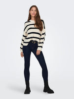 JDY Streifen Pullover Eggnog Black