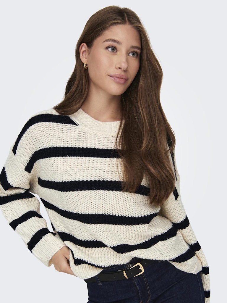 JDY Streifen Pullover Eggnog Black