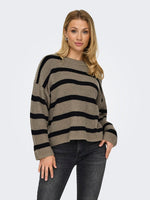 JDY Streifen Pullover Walnut Black