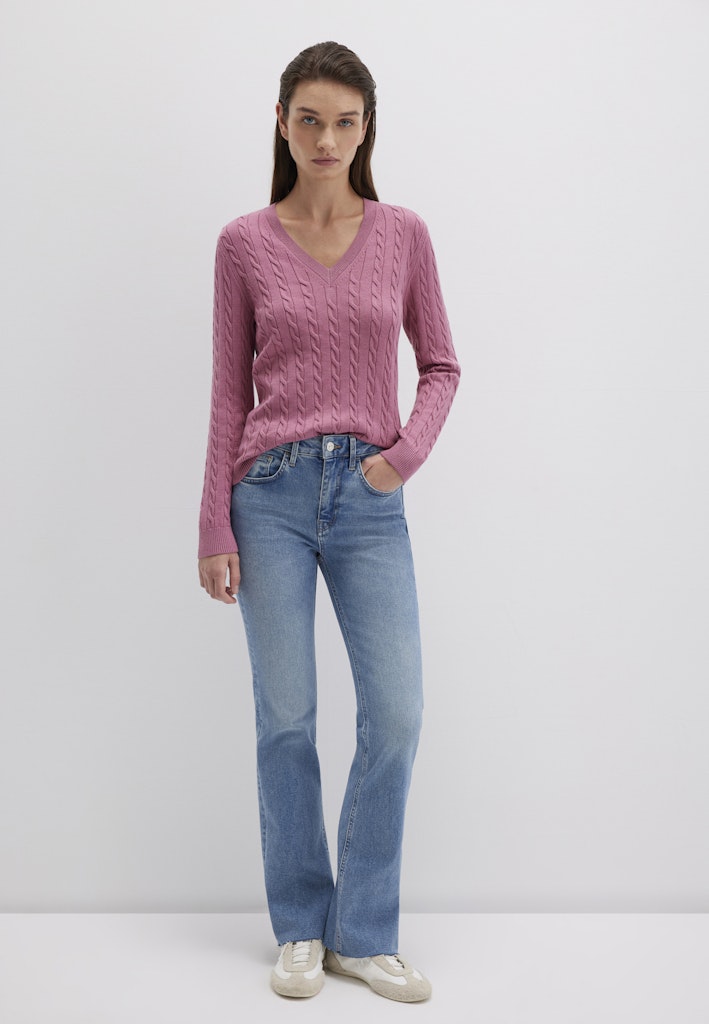 MAVI V Neck Zopf Pullover Himbeere