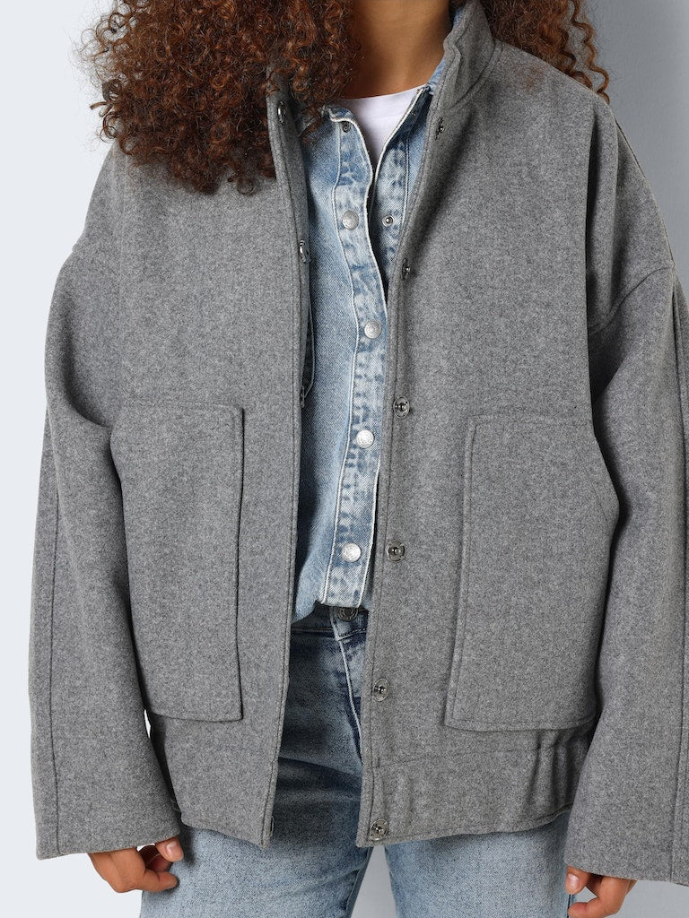 NOISY MAY Bomber Jacke Light Grey Melange