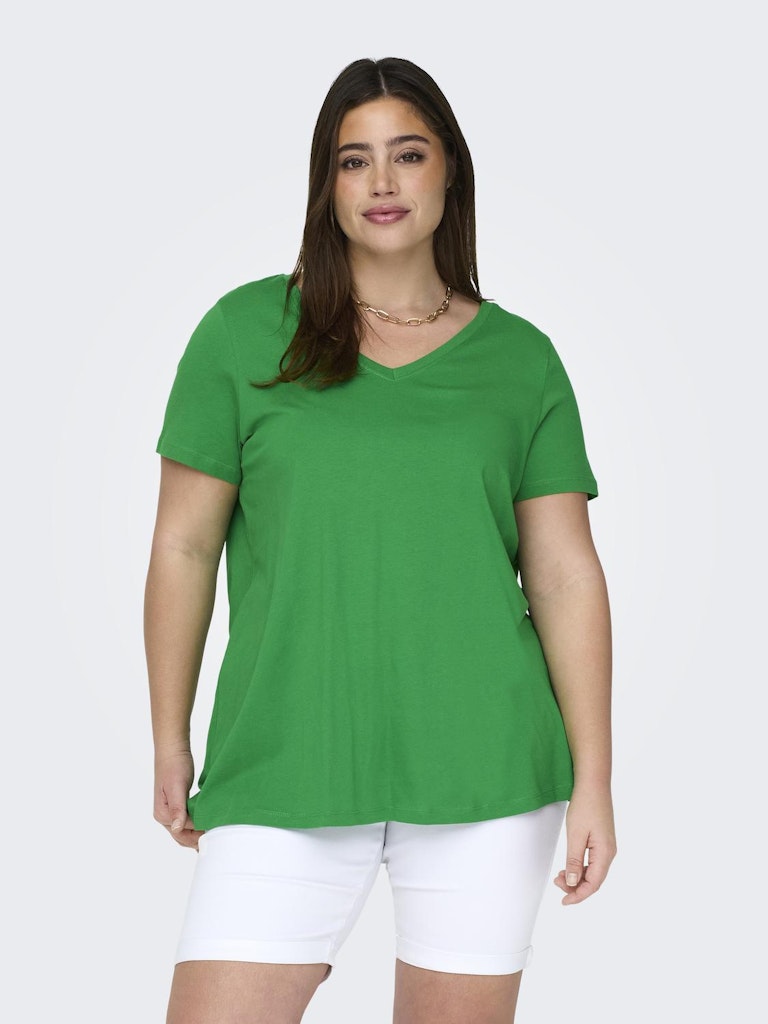 ONLY CARMAKOMA V Neck T-Shirt Green Bee