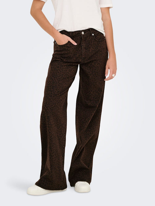 ONLY Highwaist Wide Leg Leo Jeans Chicory Coffee