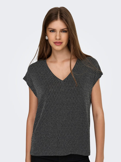 ONLY Glitzer Top Black Harlekin