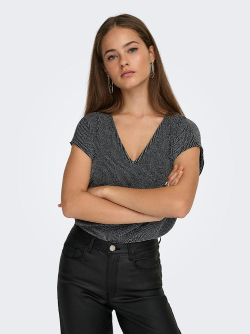ONLY Glitzer Top Black Silver