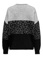 ONLY Pullover Animal Light Grey Melange