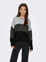 ONLY Pullover Animal Light Grey Melange