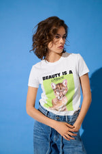 ONLY T-Shirt Bright White Cattitude