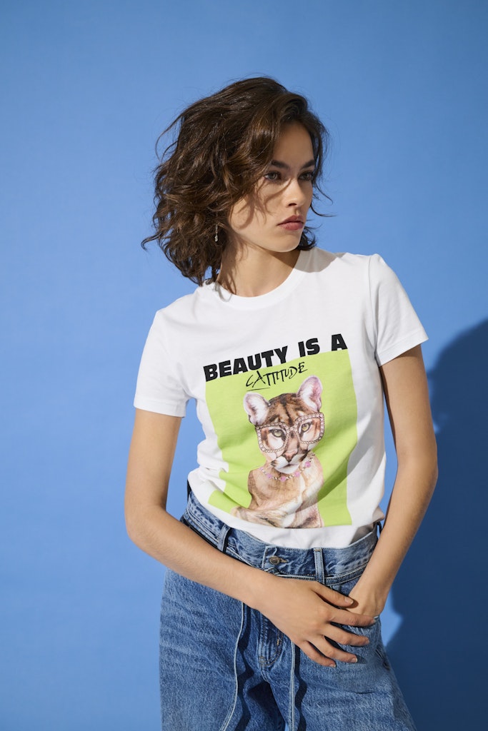 ONLY T-Shirt Bright White Cattitude