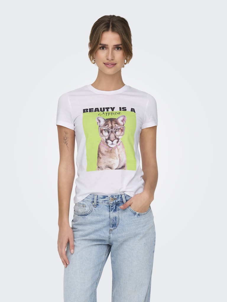 ONLY T-Shirt Bright White Cattitude