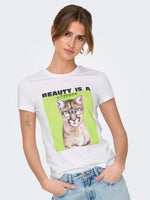 ONLY T-Shirt Bright White Cattitude