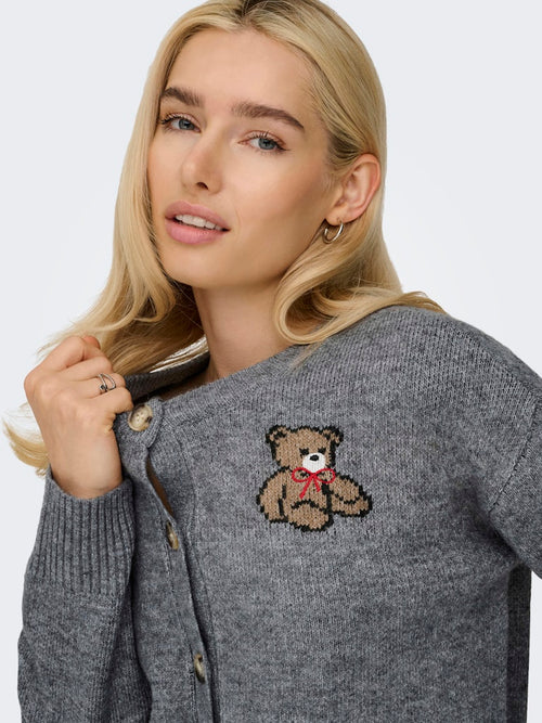 ONLY Teddy Strickjacke Medium Grey