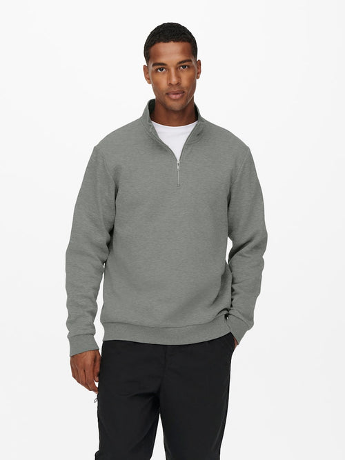 ONLY & SONS Half Zip Sweatshirt Castor Gray