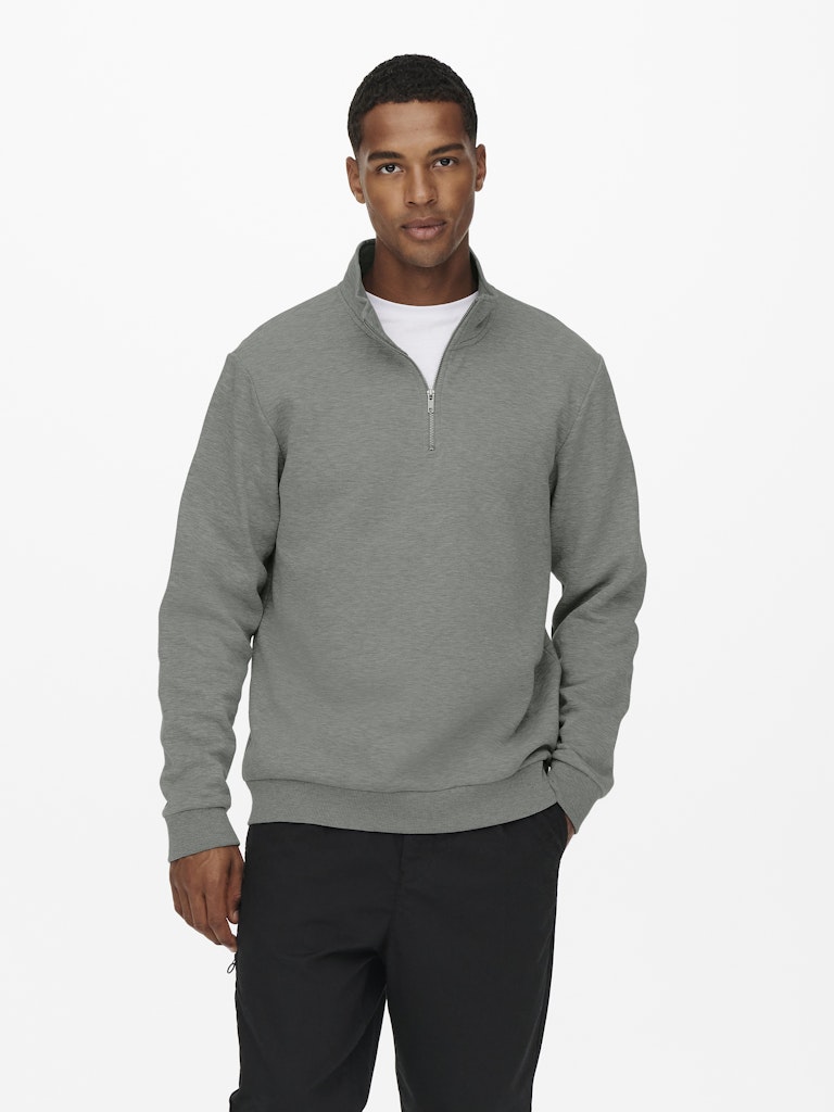 ONLY & SONS Half Zip Sweatshirt Castor Gray