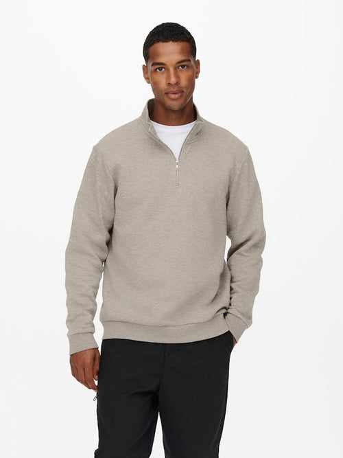 ONLY & SONS Half Zip Sweatshirt Silver Lining