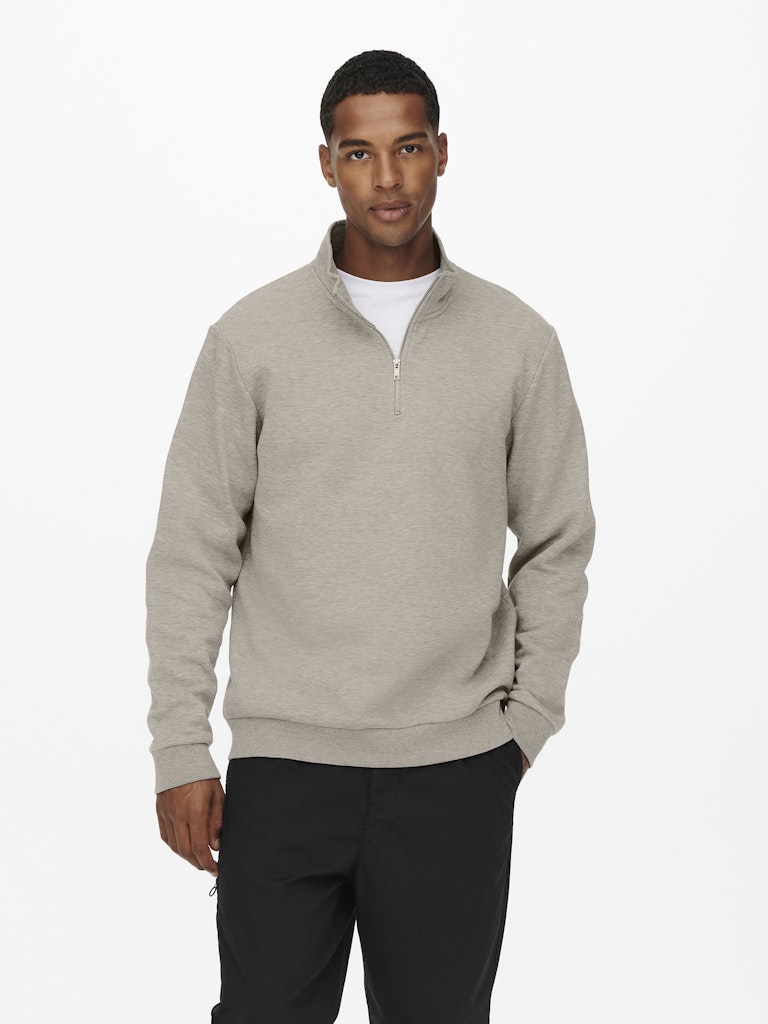 ONLY & SONS Half Zip Sweatshirt Silver Lining