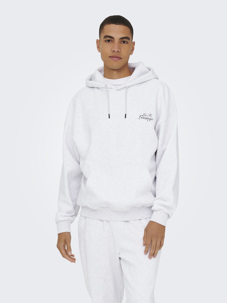 ONLY & SONS Backprint Hoodie Super Light Grey