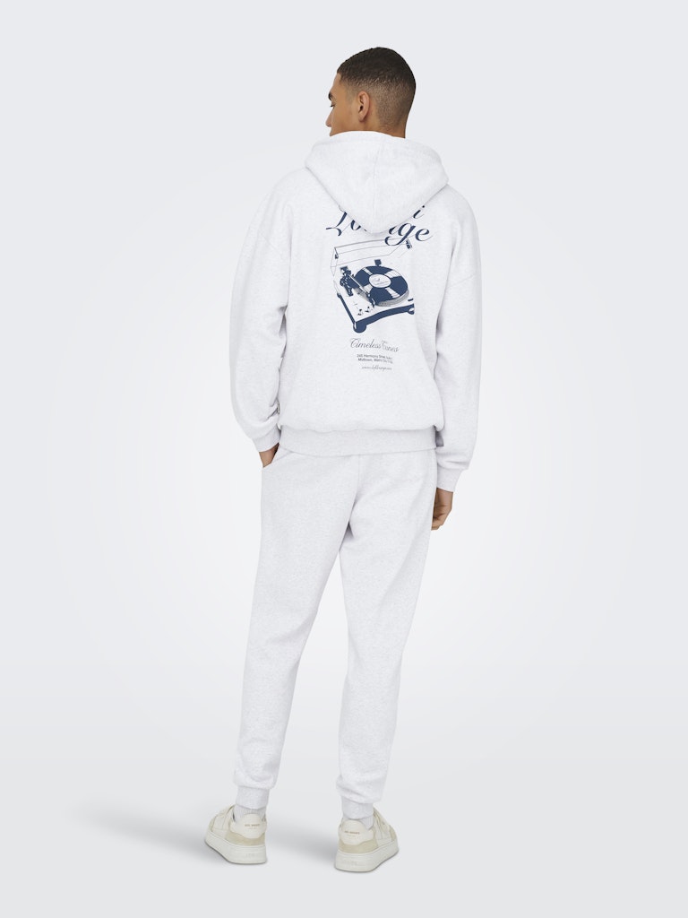 ONLY & SONS Backprint Hoodie Super Light Grey
