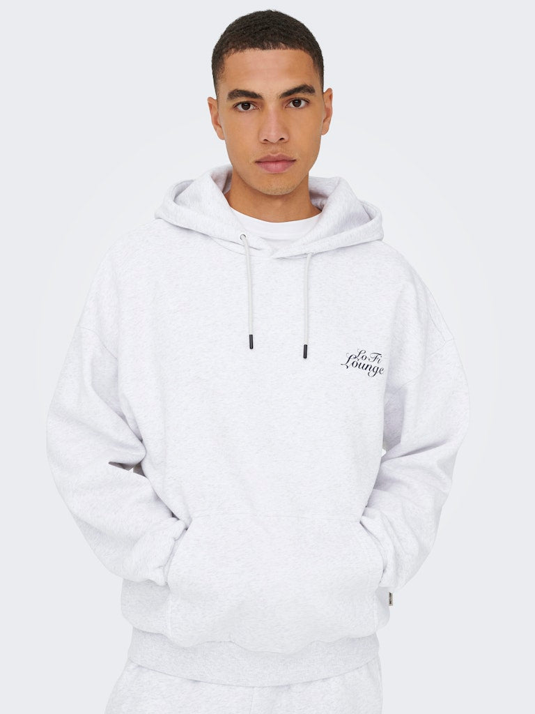 ONLY & SONS Backprint Hoodie Super Light Grey