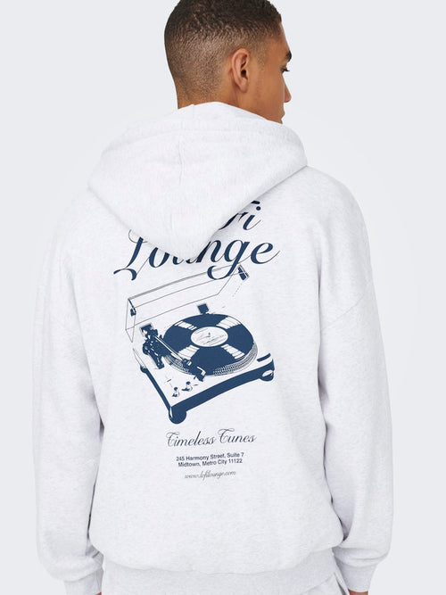 ONLY & SONS Backprint Hoodie Super Light Grey