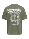 ONLY & SONS Backprint T-Shirt Agave Green Slow Sunday