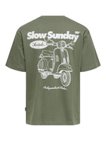 ONLY & SONS Backprint T-Shirt Agave Green Slow Sunday