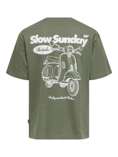 ONLY & SONS Backprint T-Shirt Agave Green Slow Sunday