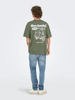 ONLY & SONS Backprint T-Shirt Agave Green Slow Sunday