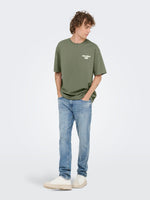 ONLY & SONS Backprint T-Shirt Agave Green Slow Sunday