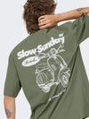 ONLY & SONS Backprint T-Shirt Agave Green Slow Sunday