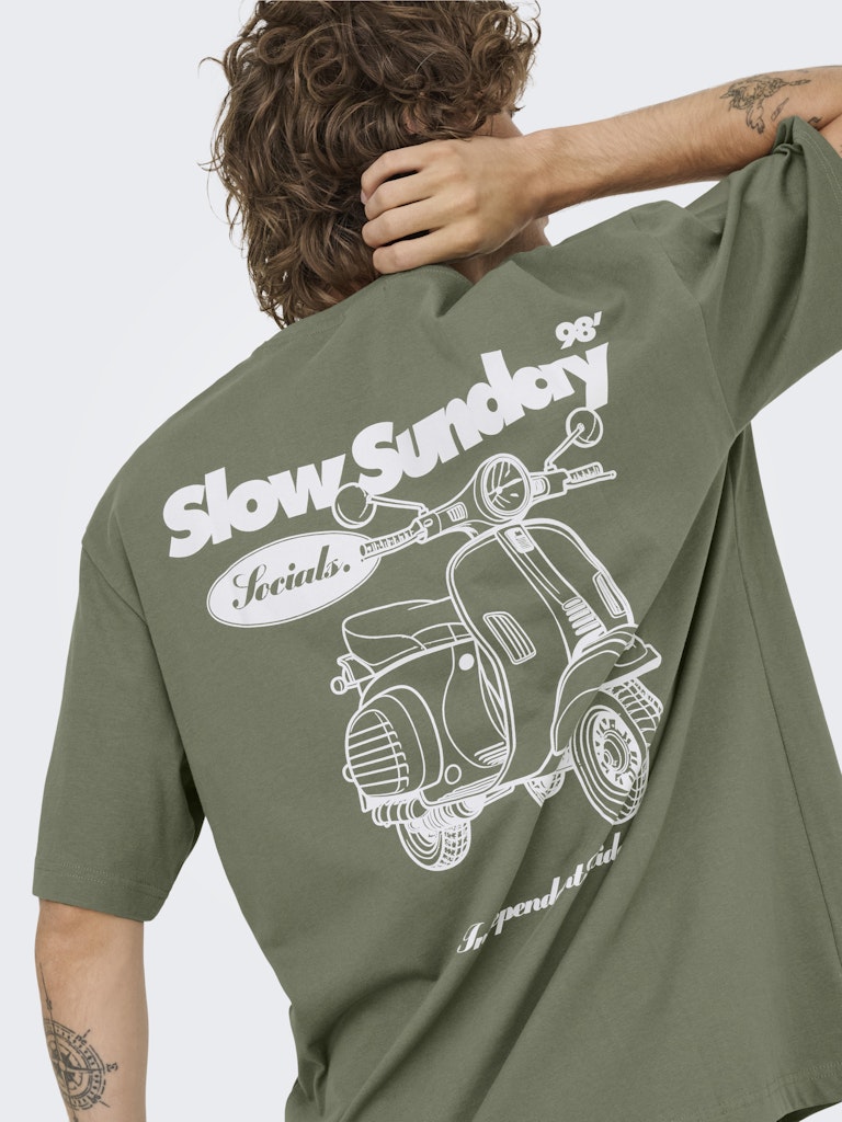 ONLY & SONS Backprint T-Shirt Agave Green Slow Sunday