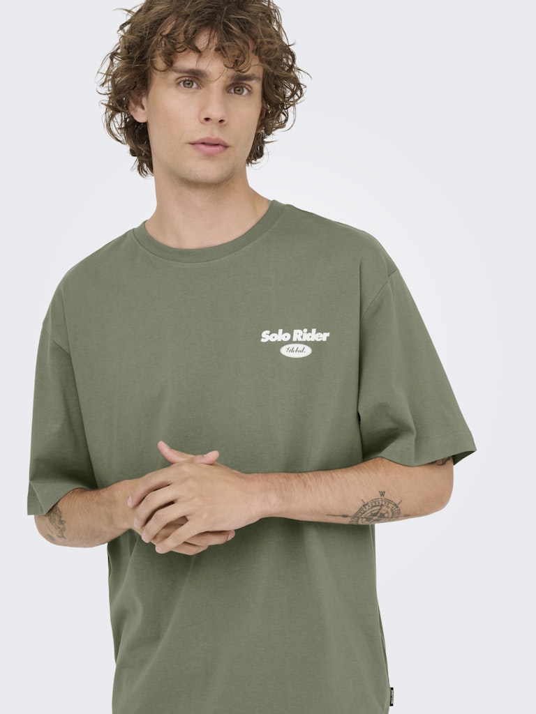 ONLY & SONS Backprint T-Shirt Agave Green Slow Sunday