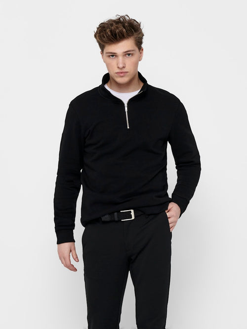 ONLY & SONS Half Zip Sweatshirt Black