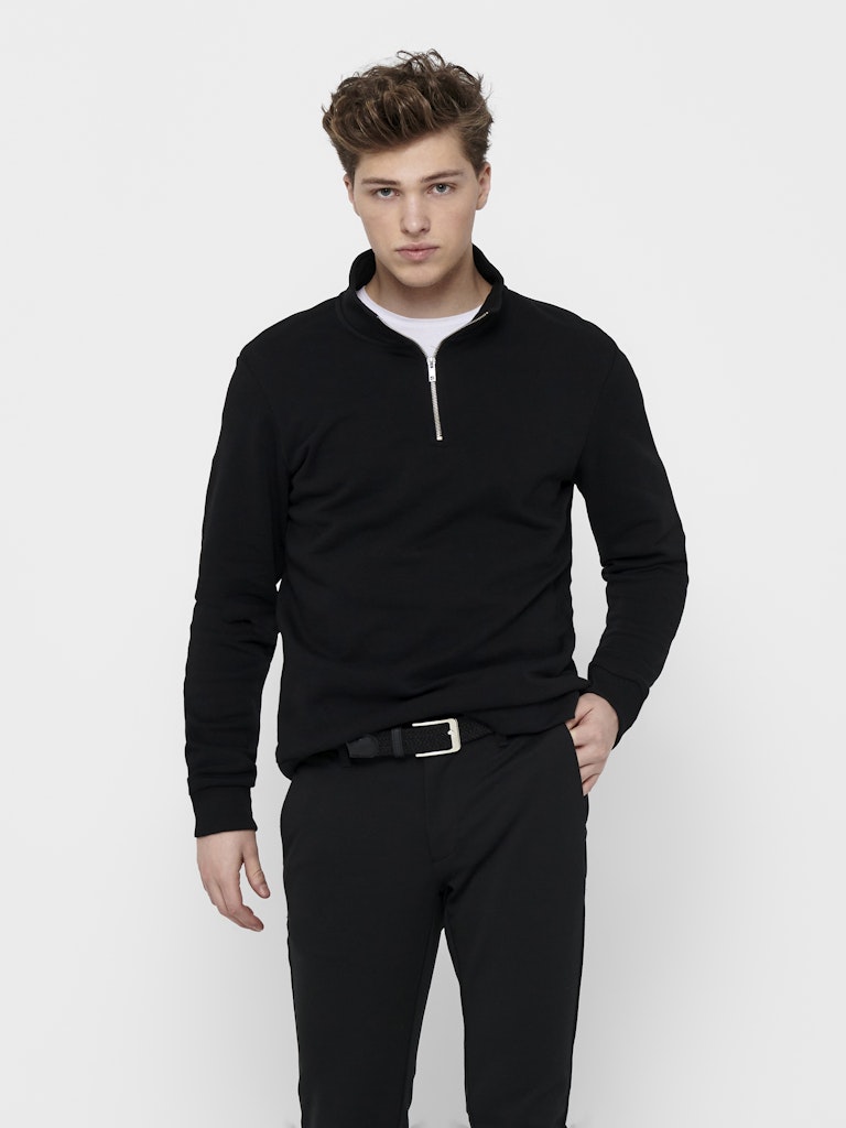 ONLY & SONS Half Zip Sweatshirt Black