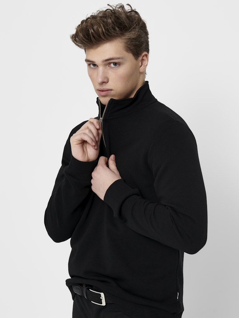 ONLY & SONS Half Zip Sweatshirt Black